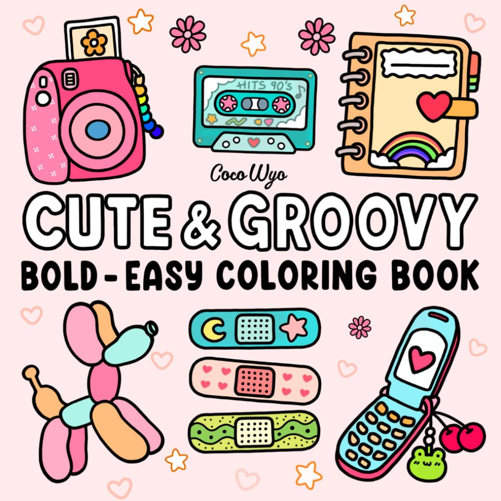 Libro: Cute & Groovy: Coloring Book for Adults and Kids, Bold and Easy, Simple and Big Designs for Relaxation Featuring Lovely Things (Bold & Easy Coloring)