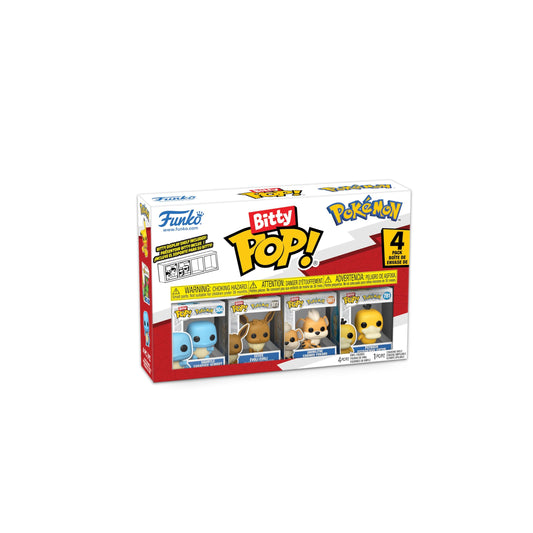 Funko Bitty Pop!: Pokemon - Squirtle, Eevee, Growlithe, and Psyduck - 0.9 Pulgadas () Coleccionable - Stackable Display Shelf Included
