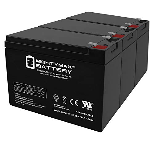 Batería-de-repuesto-Mighty-Max-ML10-12-(12-V,-10-Ah,-BP10-12,-PWL12V100,-A512,-10.0-SR,-10.0-S)-(paquete-de-3)