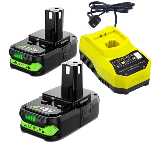 Juego-de-2-baterías-y-cargadores-P107-de-3,5-Ah-para-Ryobi-de-18-V,-compatibles-con-Ryobi-18-V-ONE-+-P108,-P107,-P104,-P105,-P102-y-P103.-Incluye-cargador-y-260051002,-P117-y-P118.