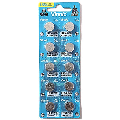 Vinnic-AG10-L1131-189-V10GA-RW89-D189-Paquete-de-10-pilas-alcalinas-para-relojes,-calculadoras,-juguetes,-láseres,-relojes,-termómetros-y-otros-artículos-electrónicos.