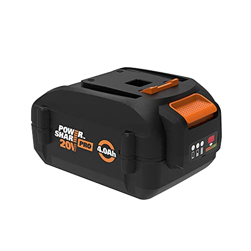 Batería-WORX-WA3012-Power-Share-PRO-de-20-V-y-4-Ah-de-iones-de-litio-de-alta-capacidad,-color-negro-y-naranja