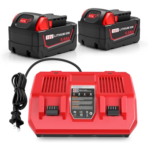 Cargador-de-2-piezas-de-6,0-Ah-y-18-V-para-batería-Milwaukee-M-18-WK18-N18-N14,-compatible-con-batería-y-cargador-Milwaukee-de-18-V,-carga-rápida-para-48-11-1850,-48-11-1860,-48-11-1820,-48-11-1840,-48-11-1830-y-48-11-1870.