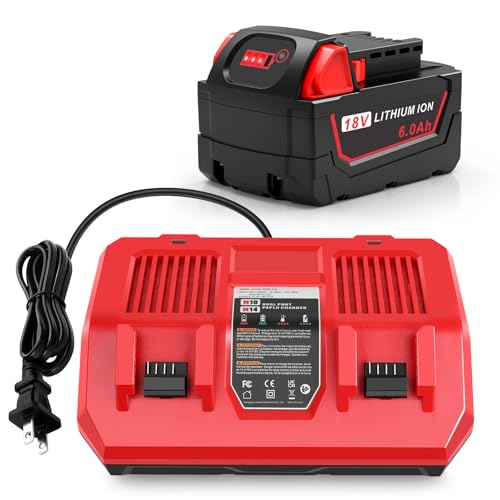 Cargador-de-6,0-Ah-y-18-V-para-batería-Milwaukee-M-18-WK18-N18-N14,-compatible-con-la-combinación-de-batería-y-cargador-Milwaukee-de-18-V.-Carga-rápida-para-48-11-1850,-48-11-1860,-48-11-1820,-48-11-1840,-48-11-1830-y-48-11-1870.