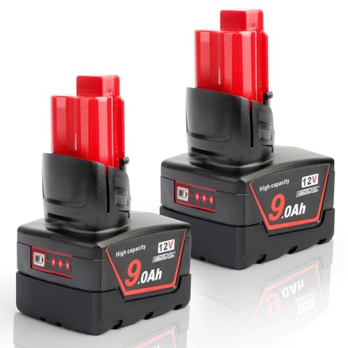AMICROSS---Batería-de-repuesto-de-12-V-y-9-Ah-para-Milwaukee-(2-unidades),-ligera-y-compacta,-compatible-con-herramientas-eléctricas-Milwaukee-de-12-V,-taladro/impacto-combinado/sin-escobillas,-inalámbrica,-para-uso-doméstico,-estudio-y-uso-comercial.