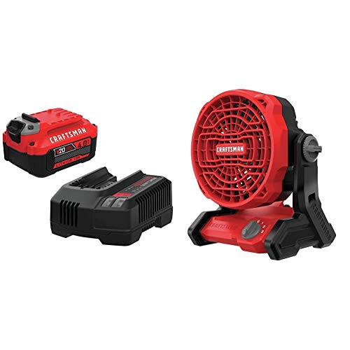 Batería-Craftsman-V20,-kit-de-herramientas-eléctricas,-cargador-incluido,-4.0-Ah-con-ventilador-inalámbrico-de-20-V-máx.*,-solo-herramienta-(CMCB204-CK-y-CMCE001B)