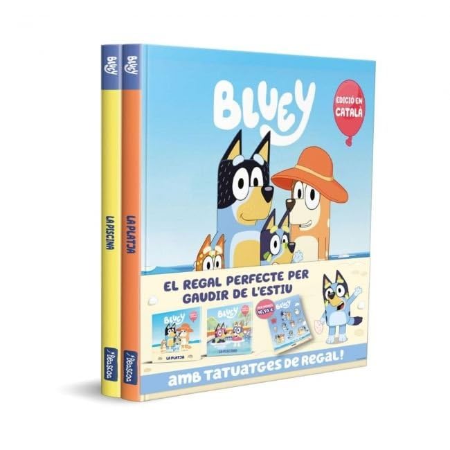 Libro: Bluey. Un conte - A la platja! A la piscina! Pack amb dos llibres de Bluey per gaudir de l'estiu: Amb tatuatges de regal!