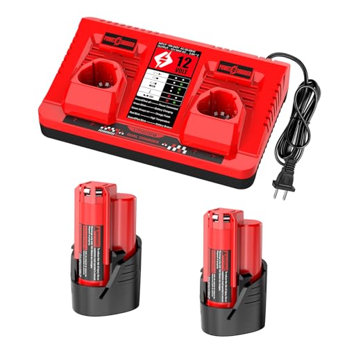 Kit-de-batería-y-cargador-de-repuesto-Energup-de-12-V-y-3,5-Ah-para-Milwaukee-M-12-(48-11-2420-y-48-11-2401)-con-cargador-dual-Milwaukee-de-12-V-y-2-puertos.