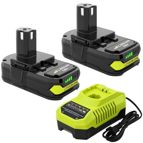 Batería-de-repuesto-mejorada-de-3600-mAh-para-Ryobi-de-18-V-(paquete-de-2)-con-cargador.-Compatible-con-Ryobi-18-V-ONE+,-batería-de-3,6-Ah,-P108,-P102,-P103,-P104,-P105,-P107,-P109,-P122,-herramientas-eléctricas-y-cargador-P117,-P118.