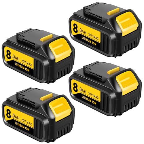Kulatiom---Batería-de-repuesto-para-Dewalt-20v-Max-(4-unidades,-8,0-Ah,-20-V),-compatible-con-herramientas-eléctricas-inalámbricas-Dewalt-20v-DCB206,-DCB200-y-DCB180-(4-unidades,-8,0-Ah)