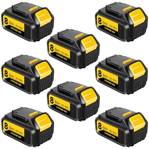Kulatiom---Batería-de-repuesto-de-8-piezas-(8,0-Ah,-20-V)-para-Dewalt-(20-V),-compatible-con-herramientas-eléctricas-inalámbricas-Dewalt-DCB206,-DCB204,-DCB200-y-DCB180-(8-piezas,-8,0-Ah)