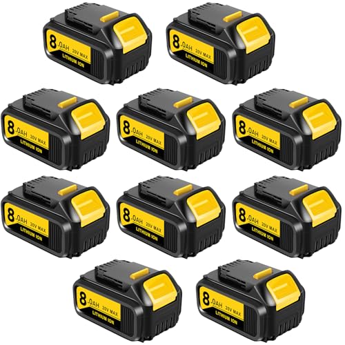 Kulatiom---Batería-de-repuesto-para-Dewalt-(10-unidades,-8,0-Ah,-20-V),-compatible-con-herramientas-eléctricas-inalámbricas-Dewalt-de-la-serie-DCB206,-DCB204,-DCB200-y-DCB180-(10-unidades,-8,0-Ah)