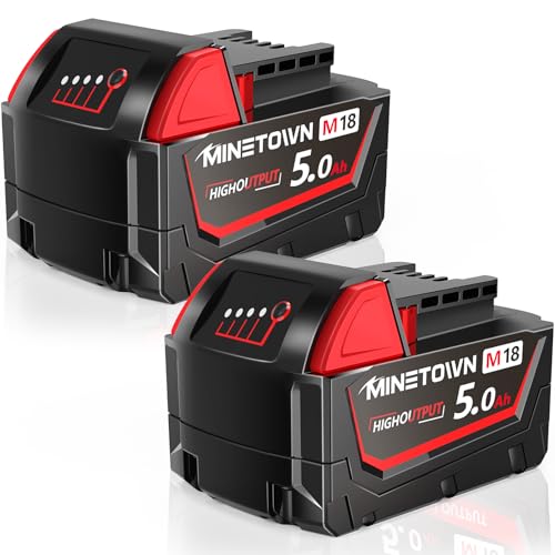 MineTown---Paquete-de-2-baterías-de-litio-de-18-V-y-5-Ah-para-Milwaukee-M18-(compatible-con-herramientas-inalámbricas-y-cargador)
