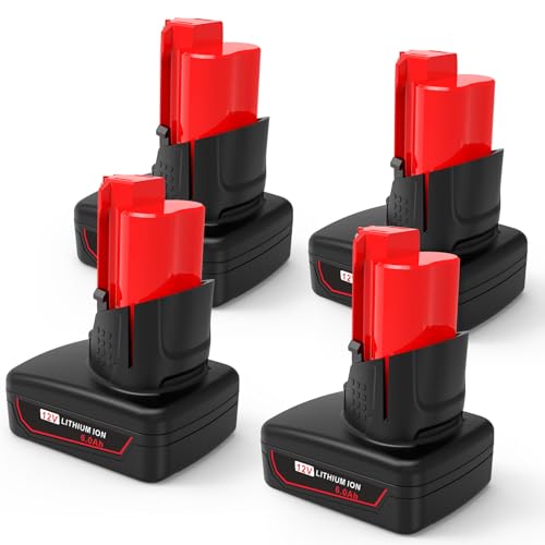 Batería-de-repuesto-Stairlie-WK12-(paquete-de-4)-para-Milwaukee-(12-V,-6-Ah,-de-litio),-compatible-con-herramientas-Milwaukee-Mk-12-(48-11-2440,-48-11-2402-y-48-11-2411)