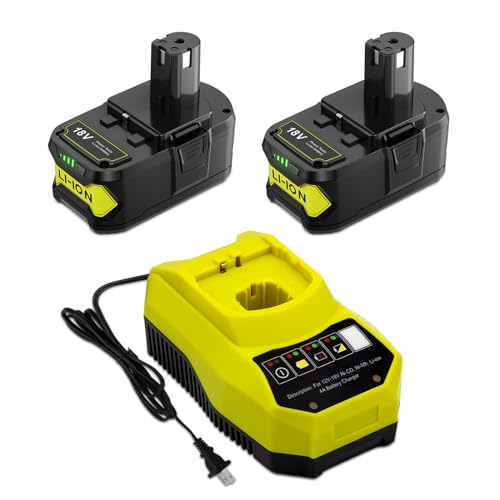 Paquete-de-2-baterías-de-repuesto-mejoradas-de-8,0-Ah-para-Ryobi-de-18-V-con-cargador-P117,-de-litio,-compatible-con-herramientas-inalámbricas-Ryobi-ONE+-Plus-de-18-voltios,-P102,-P103,-P104,-P105,-P107,-P108-y-P109.
