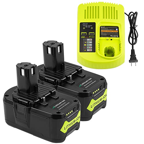 Paquete-de-2-baterías-P108-de-6,0-Ah-de-repuesto-para-Ryobi-de-18-V-y-cargador-P117,-compatibles-con-baterías-Ryobi-de-18-V-P102,-P103,-P104,-P105,-P107,-P109,-P190,-P191-y-P122.
