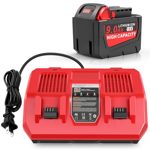Batería-de-repuesto-de-9.0-Ah-y-18-V-para-Milwaukee-con-puerto-de-carga-rápida-dual-y-cargador-de-18-V,-48-11-1840,-48-11-1828,-48-11-1820,-48-11-1815,-48-11-1850,-48-11-1860,-48-11-1890