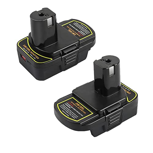 ZLWAWAOL---Adaptador-convertidor-de-batería-DM18RL-(2-unidades,-con-puerto-USB-y-tipo-C),-compatible-con-baterías-de-iones-de-litio-Dewalt-de-20-V-y-Milwaukee-M18,-compatible-con-baterías-Ryobi-de-18-V-P108-ABP1801.