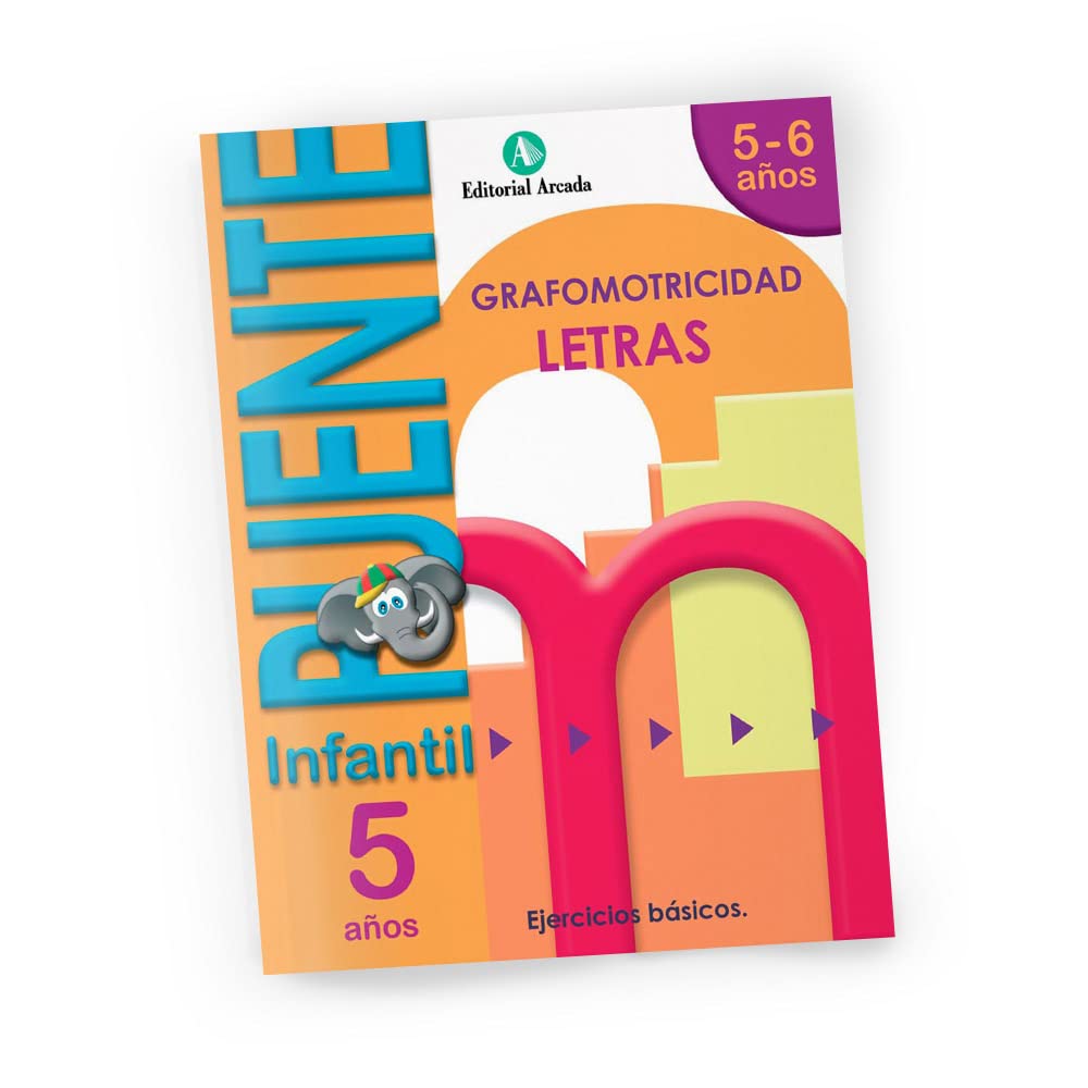 Libro: Nadal Edarca - Puente Infantil 5 años Letras | Cuaderno repaso vacaciones | Grafomotricidad e iniciación a letras | 32 páginas + 2 pegatinas | 5-6 años
