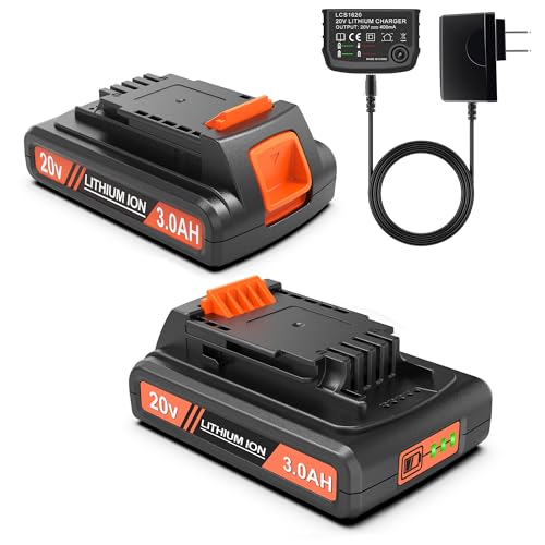 PEYESTEN---Paquete-de-2-baterías-de-3000-mAh-y-20-V-con-cargador,-repuesto-para-batería-de-litio-Black-and-Decker-de-20-V-LB20-y-LBXR20,-compatible-con-herramientas-eléctricas-inalámbricas-Black-and-Decker-de-20-V-y-cargador.