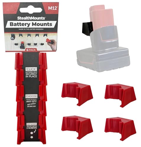 Soporte-de-batería-StealthMounts-compatible-con-Milwaukee-M12-(paquete-de-4)---Soportes-de-batería-rojos-|-Fabricado-en-el-Reino-Unido