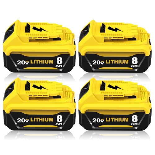 Paquete-de-4-baterías-DCB206-de-8000-mAh-de-alto-rendimiento-para-Dewalt-de-20-V-(8,0-Ah,-de-litio),-compatibles-con-herramientas-eléctricas-inalámbricas-Dewalt-de-20-V-(amarillas)