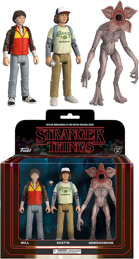 Funko Figura de Acción: Stranger Things 3 Pack - Pack 2, Will, Dustin, and Demogorgon Collectible