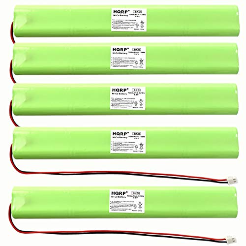 Batería-HQRP-para-luz-de-salida-de-emergencia-(paquete-de-5),-compatible-con-Unitech-BBAT0043A,-Lithonia-ELB-B003,-ELB-B004,-BAT9.6V700,-AA700MAH,-AA900MAH,-9.6v,-700mAh,-Ni-CD,-BBATOO43A
