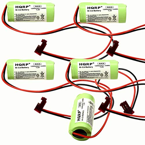 Batería-HQRP-para-luz-de-salida-de-emergencia-(paquete-de-5),-compatible-con-Lithonia-ELB1P201NB,-ELB1P201N2,-ELB1P2901N,-ELB1P201N,-ANIC1493,-Lithonia-1009S00-MZ,-ELB0320,-Grainger-4WT20,-OSA212,-NIC1169,-EBE-33,-NiCad,-1200-mAh