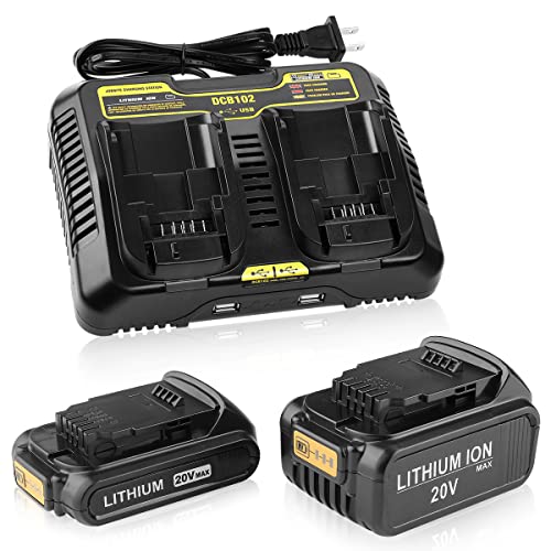 AYTXTG-20V-DCB206-Reemplazo-para-batería-Dewalt-de-20-V-+-Cargador-DCB102-de-2-puertos-compatible-con-batería-Dewalt-de-20-V