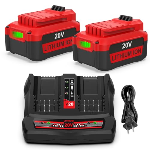 Kit-de-batería-de-litio-Craftsman-V20-de-repuesto-de-2-puertos-(6,5-Ah,-20-V)-y-cargador-para-CMCB202,-CMCB204,-CMCB206,-CMCB201,-CMCB100-y-CMCB124.-Incluye-cargador-de-batería-Craftsman-de-20-V.