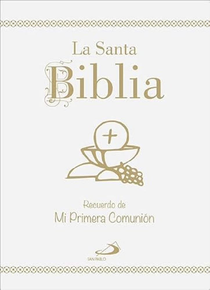 Libro: La Santa Biblia - Edición cartoné, oro y uñeros: Recuerdo de Mi Primera Comunión