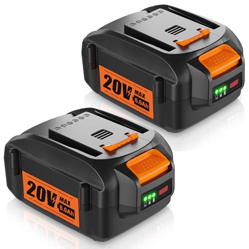 【Nuevo-indicador-LED】Paquete-de-2-baterías-de-repuesto-de-6,0-Ah-y-20-V-para-Worx-20-V,-compatible-con-Worx-20-voltios-de-litio-WA3520-WA3525-WG151s-WG155s-WG251s-WG255s-WG540s-WG545s,-herramientas-eléctricas-inalámbricas.
