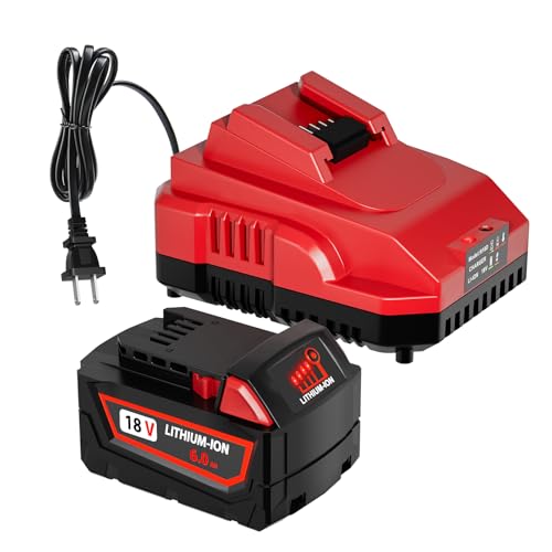 Batería-y-cargador-LP-de-18-V-y-6-Ah-compatibles-con-baterías-Milwaukee-M-18-48-11-1820,-48-11-1830,-48-1840,-48-11-1850-y-48-11-1860.-Herramientas-eléctricas-inalámbricas-con-batería-de-iones-de-litio-de-18-V.