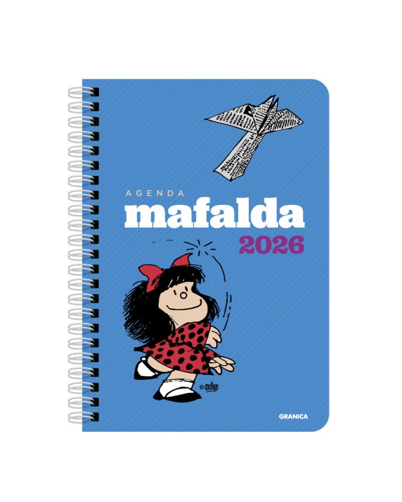 Libro: Mafalda 2026, Agenda Anillada Columnas Azul