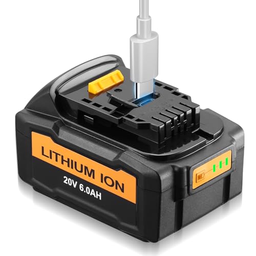 【Carga-USB-C】-Batería-de-repuesto-de-20-V-6,0-Ah-para-Dewalt-con-puerto-de-carga-tipo-C,-compatible-con-herramientas-eléctricas-inalámbricas-de-la-serie-DCB200,-DCB204,-DCB206,-DCD,-DCF-y-DCG.
