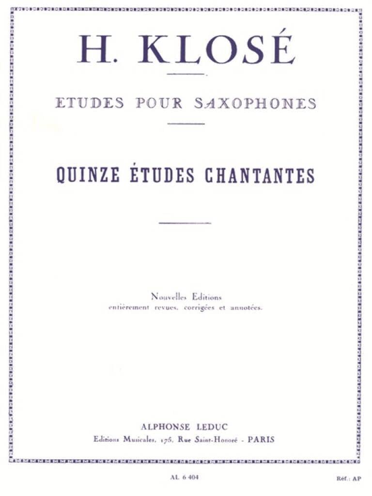 Libro: Hyacinthe klose - quinze etudes chantantes pour saxophones