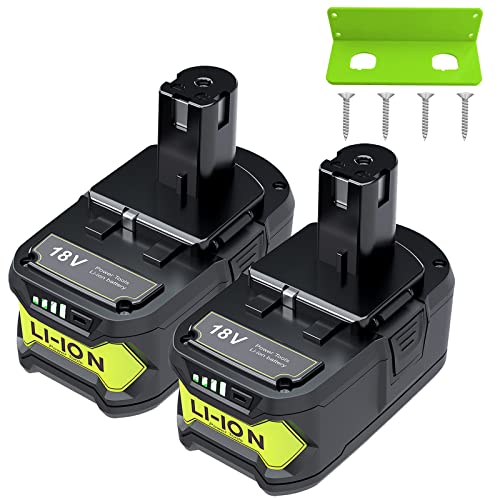 Batería-de-7,0-Ah-y-18-V-compatible-con-Ryobi,-repuesto-para-Ryobi-OnePlus+,-P197,-P102,-P108,-P100,-P189,-P107,-paquete-de-2-baterías-Ryobi-de-18-voltios,-batería-de-iones-de-litio-con-kit-de-soporte.