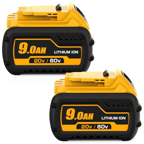 Batería-de-iones-de-litio-de-9000-mAh-Flex-Volt-20-V/60-V-DCB609-(2-unidades),-repuesto-para-baterías-Dewalt-Flexvolt-Max-de-20-V/60-V-DCB609-2-DCB606-DCB606-2-DCB612-DCB612-2-(amarilla)