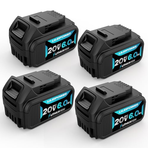 LILEIPOWER---Paquete-de-4-baterías-DCB206-de-6.0-Ah-para-Dewalt-20-V-MAX,-compatible-con-baterías-de-iones-de-litio-Dewalt-de-20-voltios,-DCB205,-DCB207,-DCB204,-DCB203,-DCD,-DCF-y-DCG.
