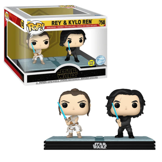Funko Pop Star Wars 758 Rey & Kylo Ren Glows Exclusivo