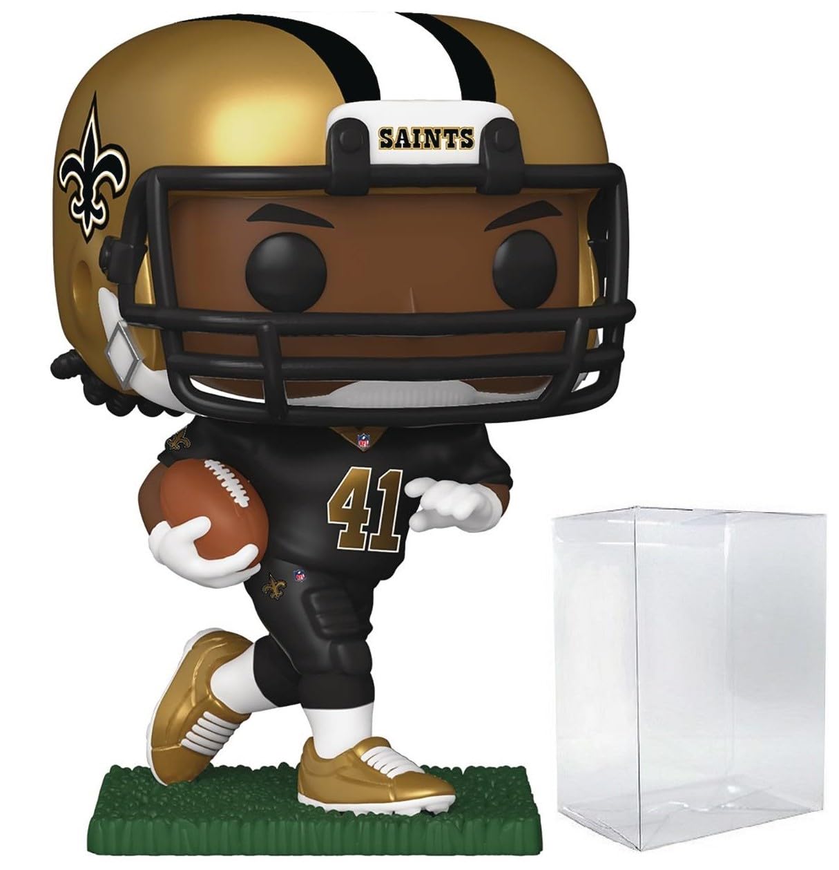 Funko Pop: POP Football: Saints - Alvin Kamara Funko Figura de Vinilo (Bundled with Compatible Box Protector Case), Multicolor, 3.75 Pulgadas