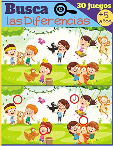 Libro: Buscar las Diferencias - 30 Juegos: A partir de 5 años - Libro de juegos para niños, libro de actividades con 7 a 11 diferencias por imagen - GRAN FORMATO Y SOLUCIONES (Spanish Edition)