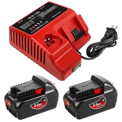 Batería-y-cargador-COOMYXIN-de-5.0-Ah-para-Milwaukee-M18-(paquete-de-2)-(5.0-Ah-y-N12-18C,-18-V),-compatible-con-herramientas-Milwaukee-M18