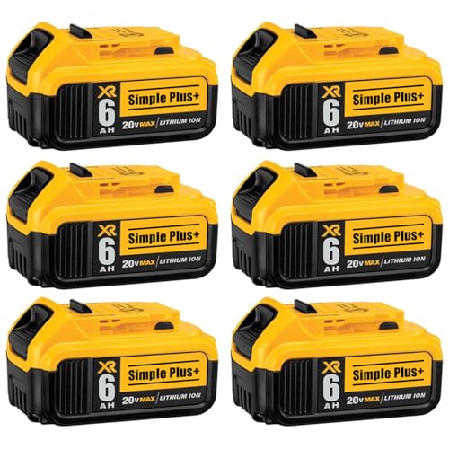 Batería-de-iones-de-litio-Simple-Plus+-de-6,0-Ah-y-20-V-máx.,-compatible-con-baterías-Dewalt-DCB200,-DCB204,-DCB206,-DCB201,-DCB203,-herramientas-eléctricas-inalámbricas-de-las-series-DCD/DCF/DCG.