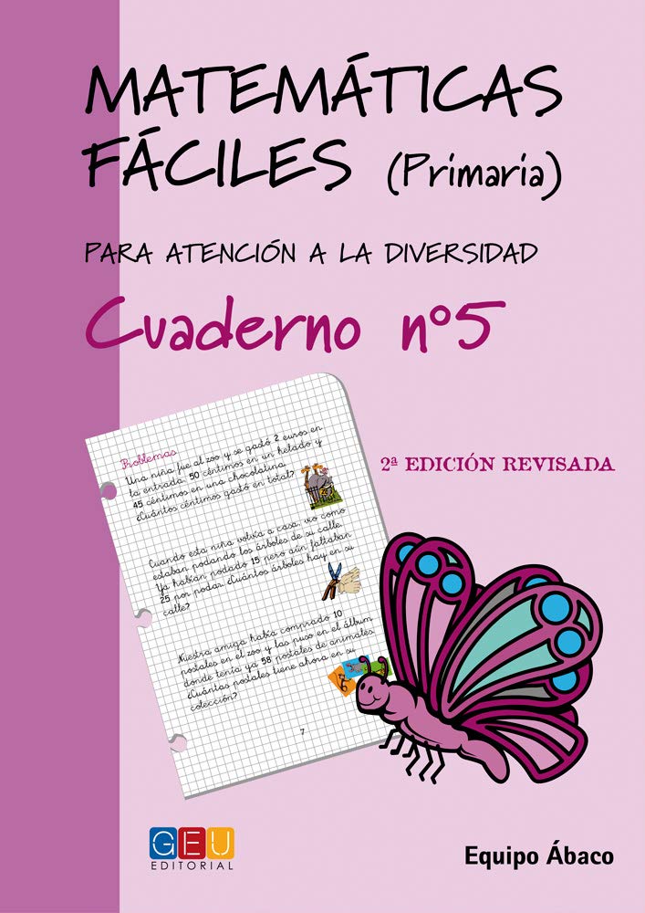 Libro: Matemáticas fáciles 5 / Editorial GEU / 2º Primaria / Mejora la resolución de ejercicios matemáticos / Recomendado como apoyo / Actividades sencillas