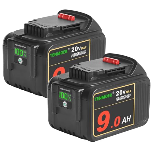 Batería-de-repuesto-TENMOER-DCB200-de-20-V-y-9-Ah-(paquete-de-2)-compatible-con-herramientas-inalámbricas-Dewalt-de-20-V-con-indicador-digital