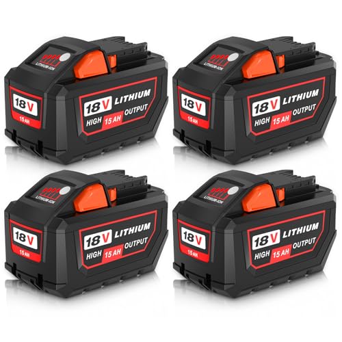 Batería-de-repuesto-de-15000-mAh-para-Milwaukee-de-18-V-(15,0-Ah),-compatible-con-Milwaukee-de-18-V-(15,0-Ah),-alta-potencia-(48-11-1860,-48-11-1850,-48-11-1828),-compatible-con-herramientas-eléctricas-inalámbricas-de-18-V-(naranja,-4-unidades)