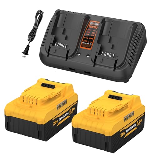 Batería-de-repuesto-Powiling-de-20-V-y-6,5-Ah-para-Dewalt-20-V-Max-(2-paquetes-y-cargador),-compatible-con-DCB102,-DCB104,-DCB118,-DCB115,-DCB206-y-DCB204.