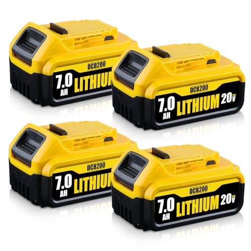 4-paquetes-de-7.0-Ah-de-repuesto-para-batería-Dewalt-20-V-Max.-Compatible-con-batería-Dewalt-de-20-voltios-de-iones-de-litio.-Compatible-con-batería-Dewalt-de-20-V-DCB201-DCB203-DCB207-DCB204-DCB206.-Herramientas-inalámbricas.